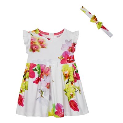 Baby girls' multi-coloured orchid print dress